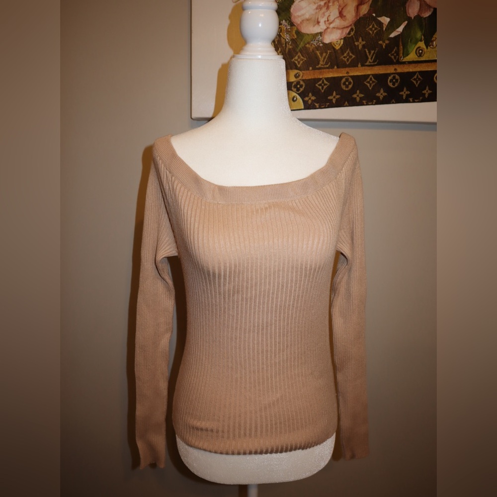 XL Forever 21 Contemporary Off-the-Shoulder Tan Sweater